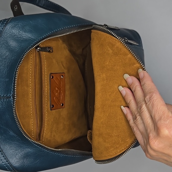 Patricia Nash Leather Backpack, Style P29833, Color Caribbean Blue - Picture 9 of 16